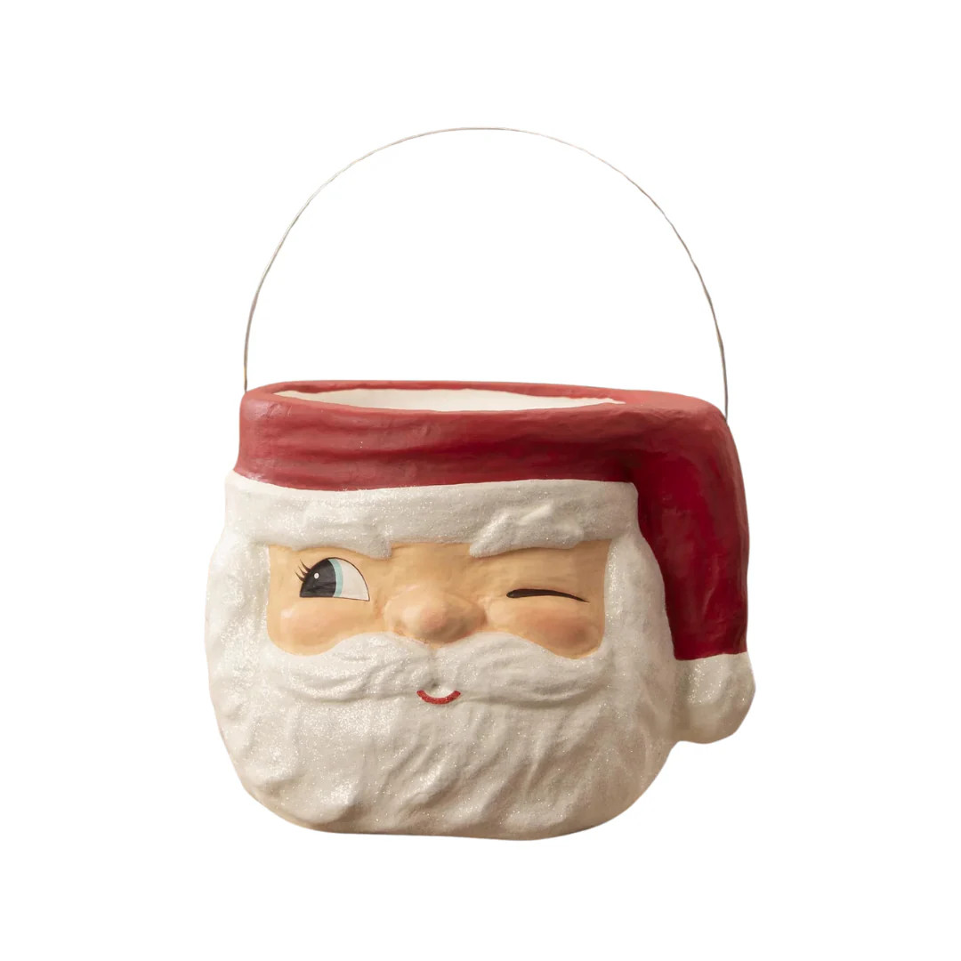 Retro Winking Santa Bucket | Pink Antlers