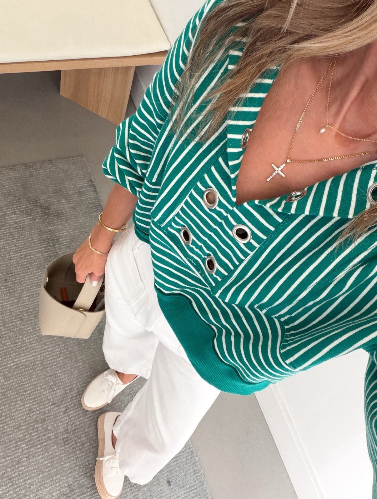 -A bright fun top for spring! TTS.
-A favorite cross pendant
-shoes TTS 

#LTKdayinmylife #LTKOver40 #LTKootd