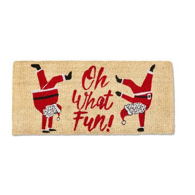 tagltd 1'6"x3'3" Oh What Fun Sentmeint Dancing Santa Coir Mat Rectangle Indoor Outdoor Coir Door ... | Target