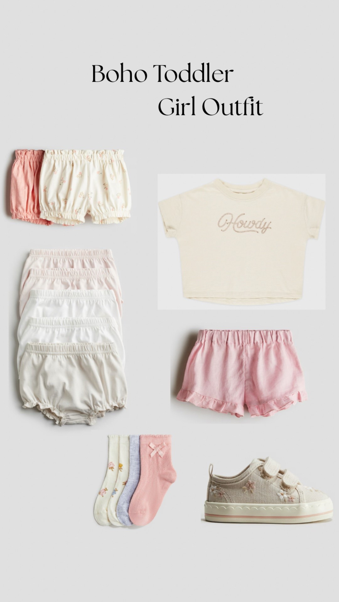 Casual Boho toddler girl outfit! We love these neutral shoes. 