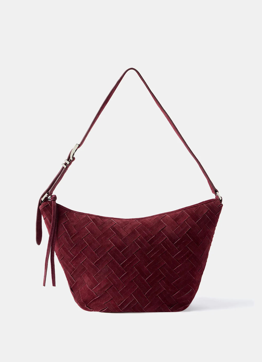 Stevie Burgundy Woven Bucket Bag | Mint Velvet