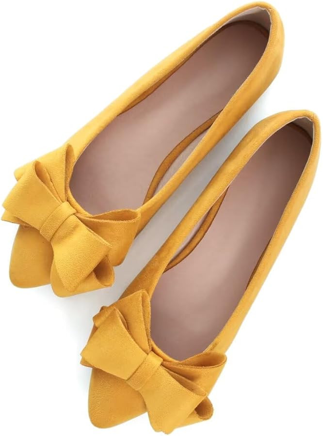 TN TANGNEST Women Fashion Bowknot Flats Comfort Pointed Toe Dress Shoes | Amazon (US)