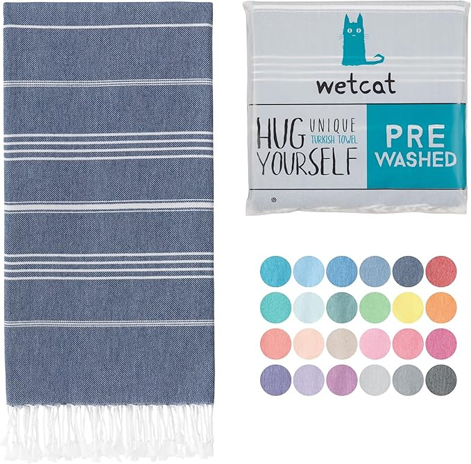 WETCAT Turkish Beach Towel Oversized 38x71 100% Cotton Sand Free Quick Dry Extra Large Light Trav... | Amazon (US)