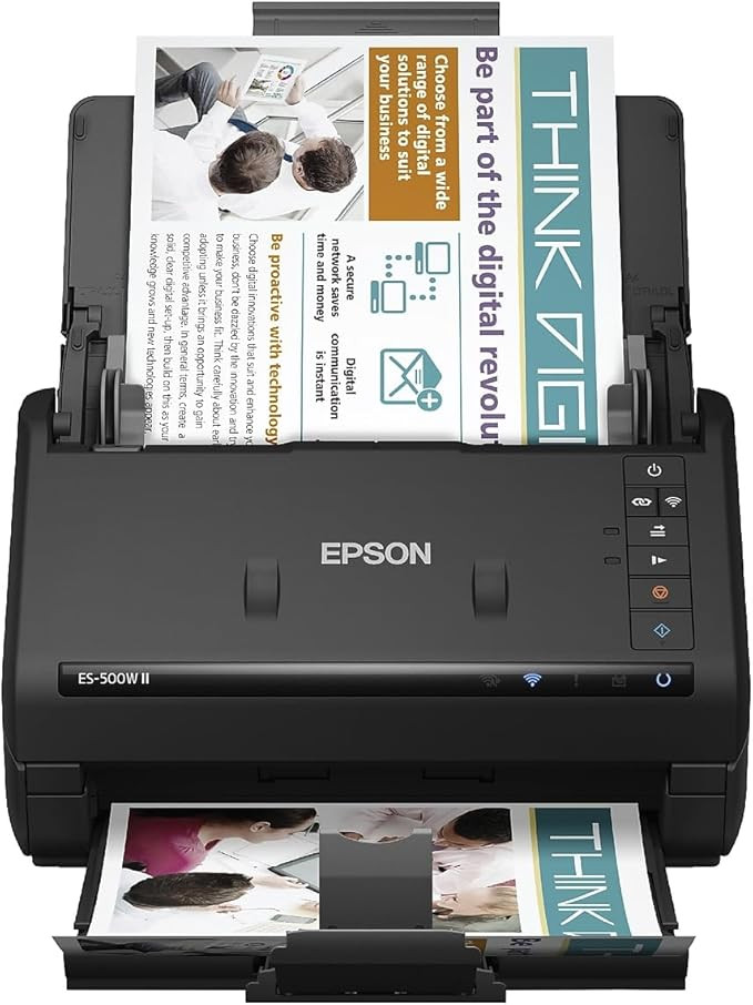 Epson Workforce ES-500W II Wireless Color Duplex Desktop Document Scanner for PC and Mac, with Au... | Amazon (US)