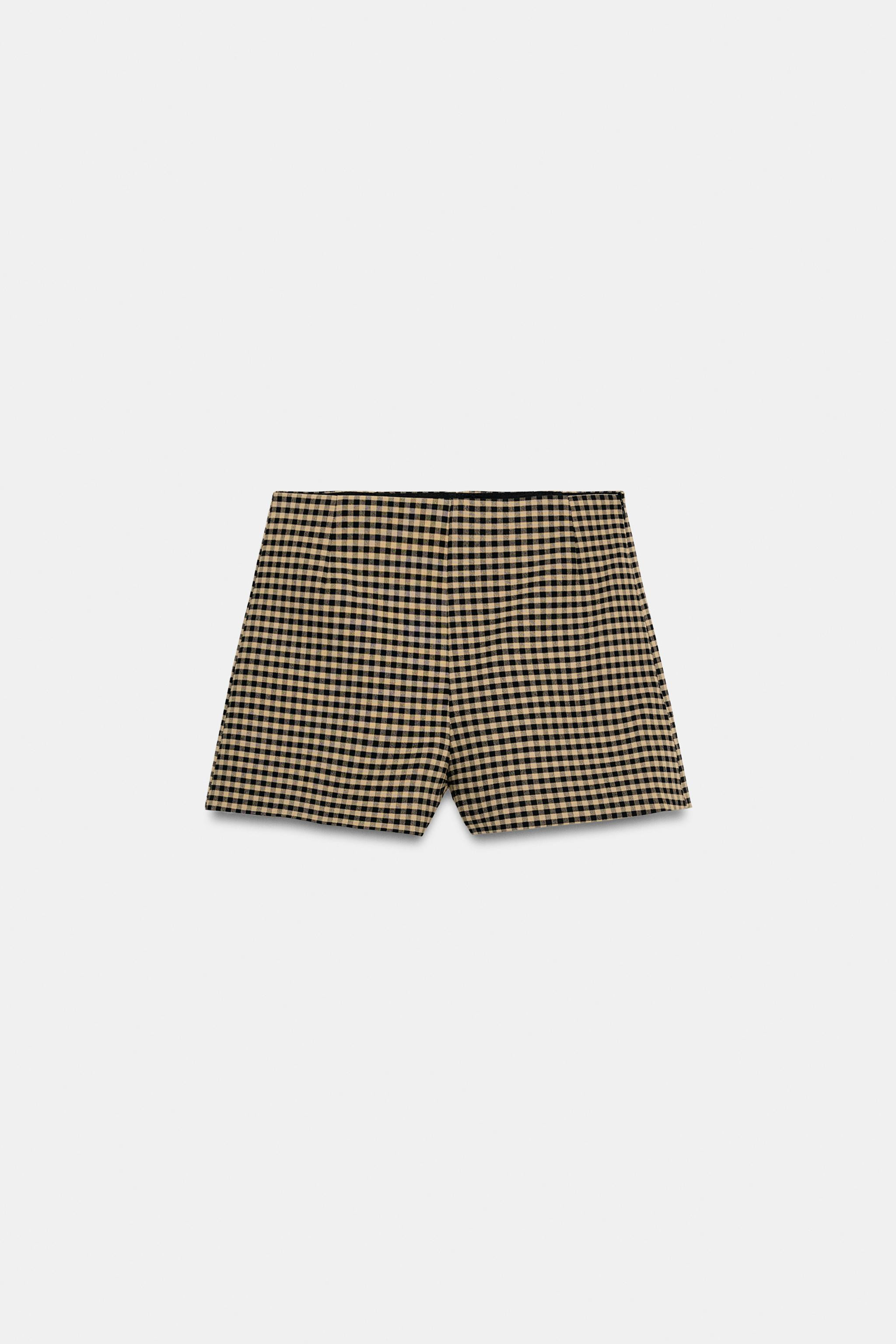 HIGH-WAIST CHECK SHORTS | Zara UK