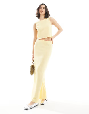 Vero Moda textured maxi skirt in pale banana - part of a set | ASOS (Global)