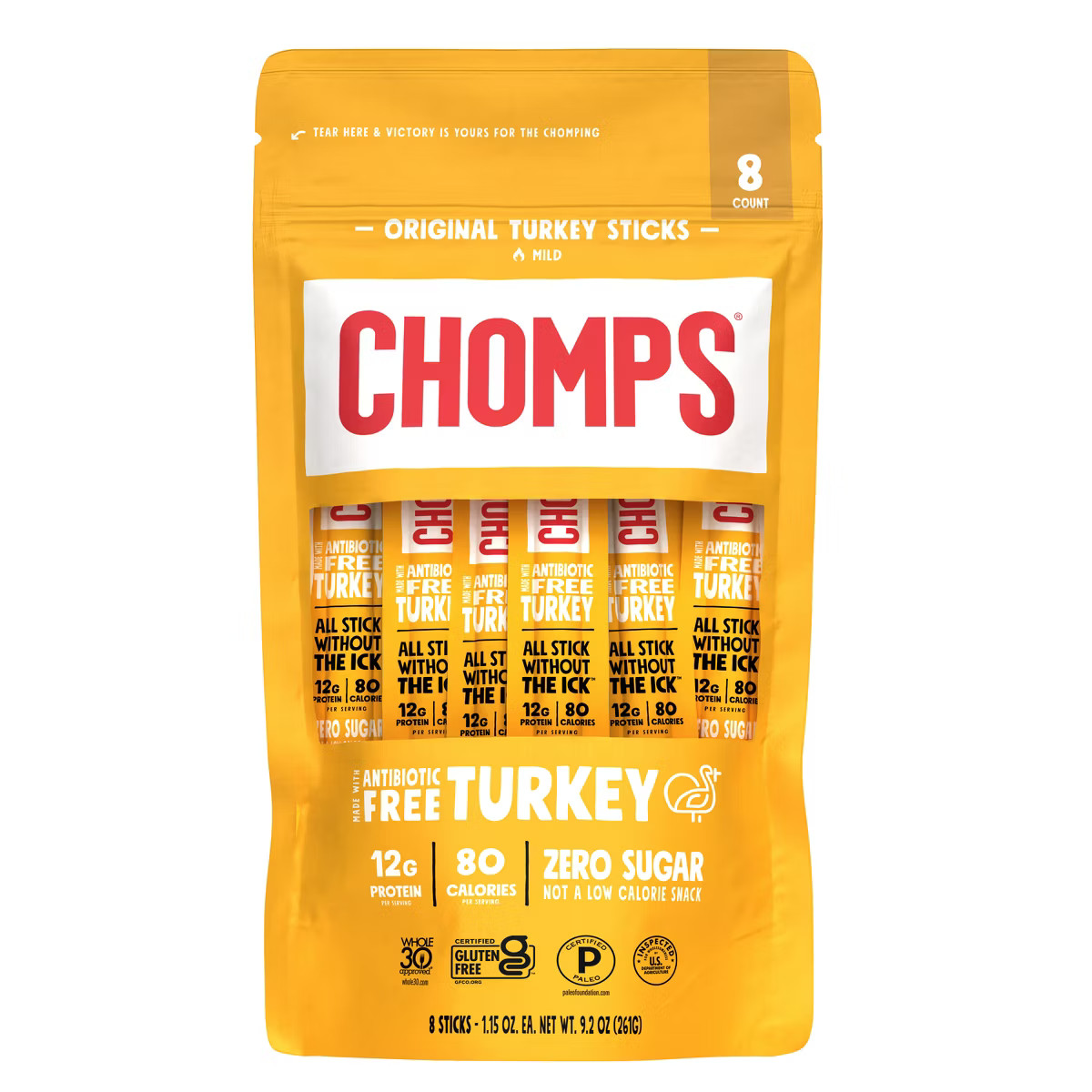 Chomps Original Turkey Sticks - 9.2oz/8ct | Target