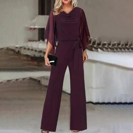 Fulijie Women s Jumpsuit Elegant Wedding Pant Suit Summer Long Jumpsuit Casual Pant Suit 3/4 Sleeve Solid Color Jumpsuit High Waist Jumpsuit Jumpsuit Holiday Party Jumpsuit | Walmart (US)