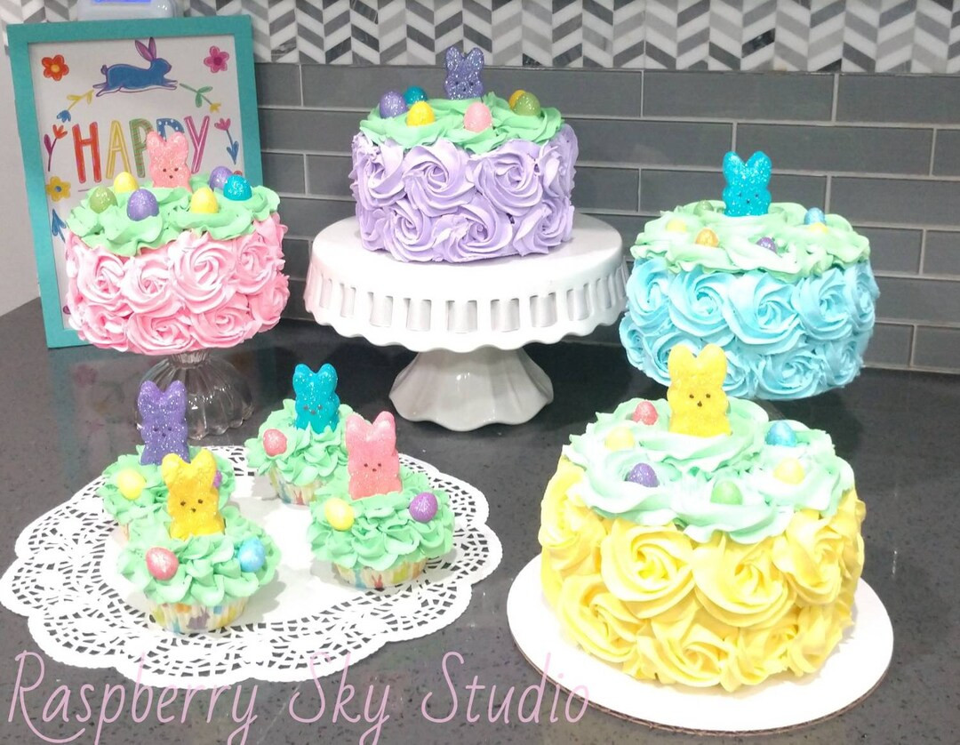 Fake Easter Cake, Fake Easter Marshmallow Bunny Cupcakes, Easter Decor, Fake Food, Prop Food, Dec... | Etsy (US)