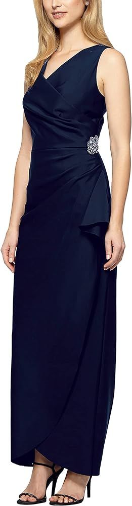 Alex Evenings Women's Slimming Long Side Ruched Dress with Cascade Ruffle Skirt | Amazon (US)