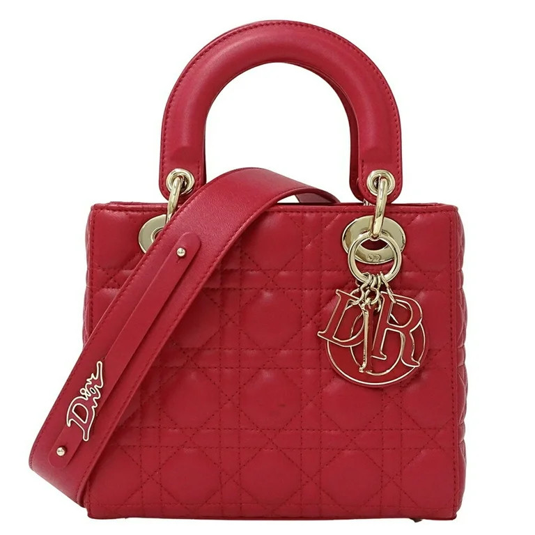 Pre-Owned Christian Dior Dior Lady Small Leather Handbag/Shoulder Bag (2-Way) in Pink... (Good) -... | Walmart (US)