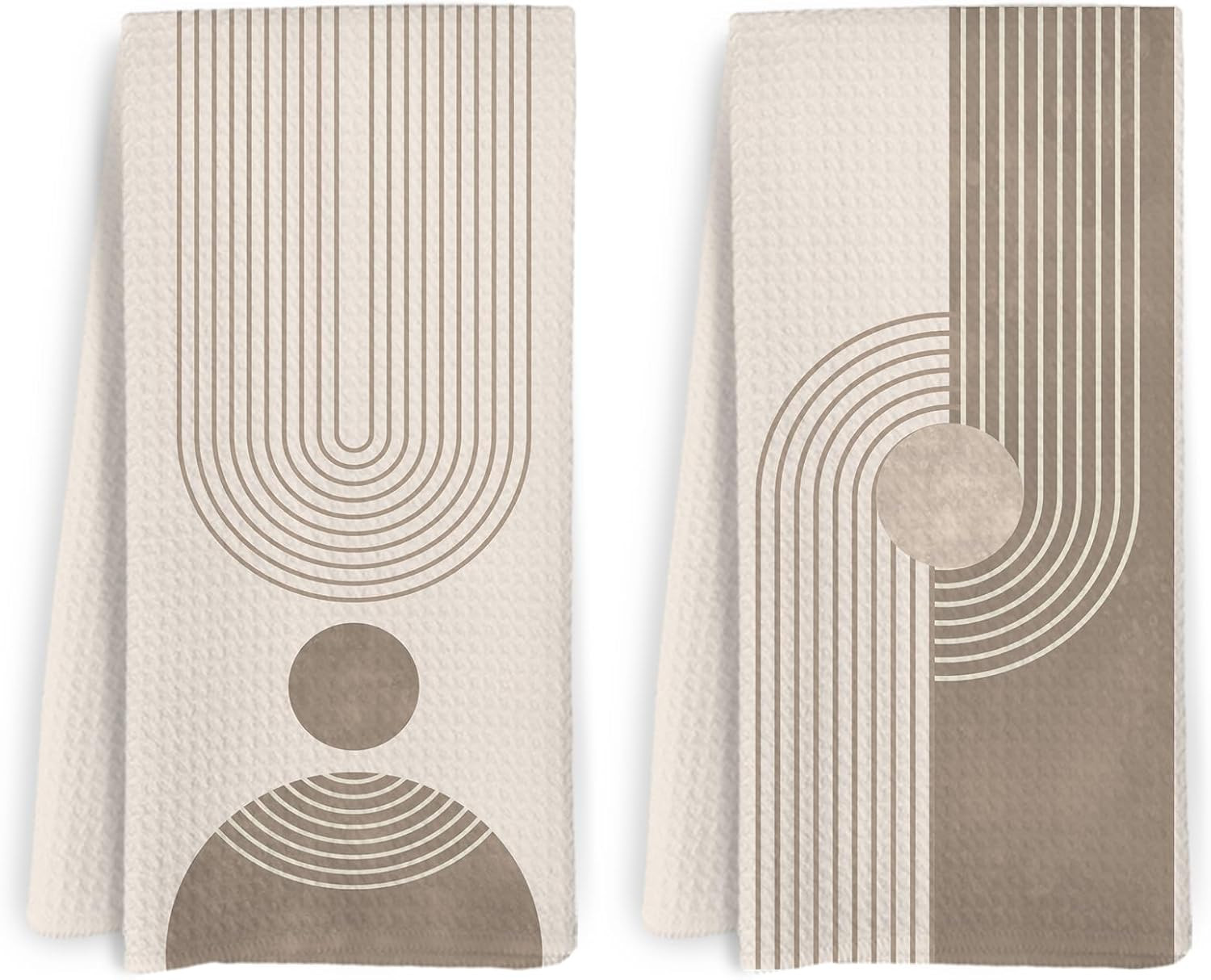 Neutral Beige Boho Sun Abstract Kitchen Towels and Dishcloths Set of 2, Mid Century Modern Dish Towels, Bohemian Abstract Decorative Hand Tea Towel for Bathroom Kitchen, 16x24 Inch | Amazon (US)