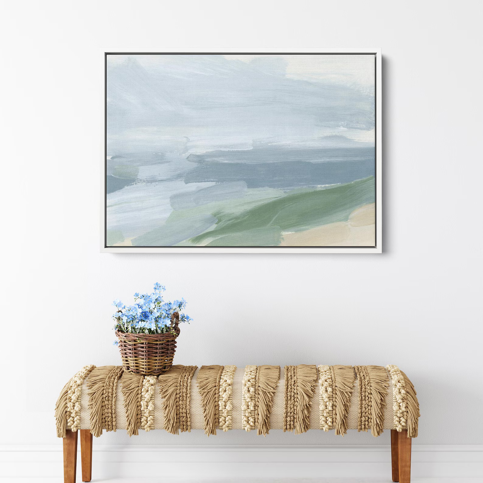 Abstract Landscape Beach Artwork | Neutral Blue and Green Coastal Decor for Modern Seaside Art | ... | Etsy (US)