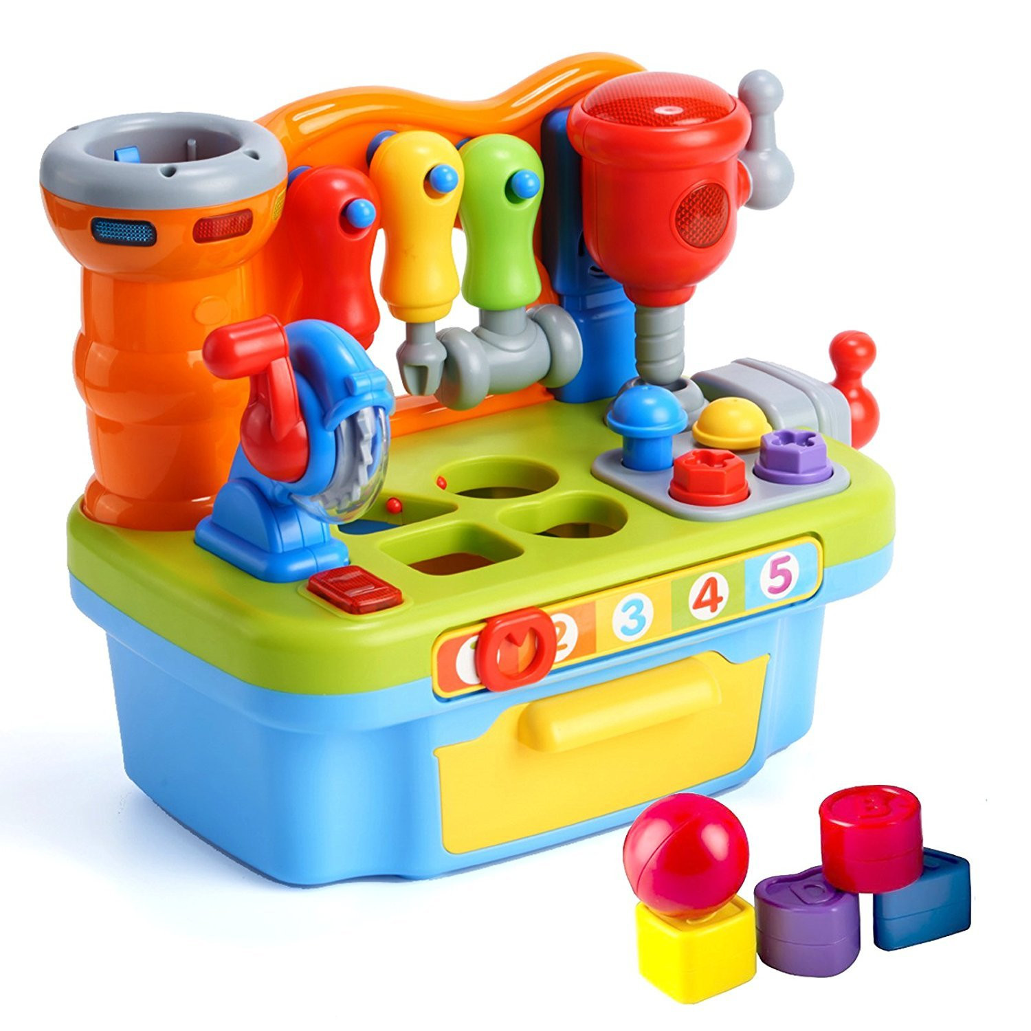 Woby Multifunctional Musical Learning Tool Workbench Toy Set for Kids with Shape Sorter Tools | Amazon (US)