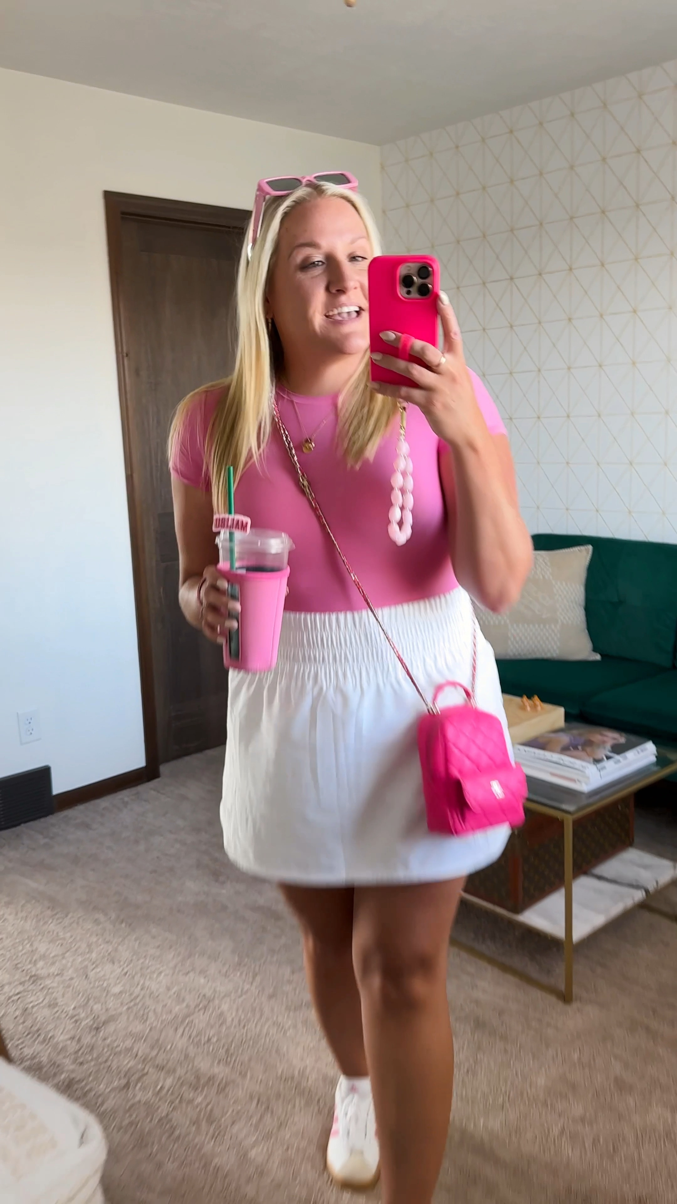 Pink casual ootd! 
Skort- XL
Bodysuit- XL
Sneakers- kids 6.5 (runs big)

#LTKSeasonal #LTKStyleTip #LTKItBag