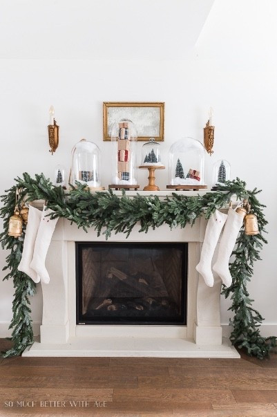 I love my Snowglobe mantel. Trees, light and presents in cloches! #christmasmantel #snowglobe

#LTKHome #LTKHoliday #LTKSeasonal