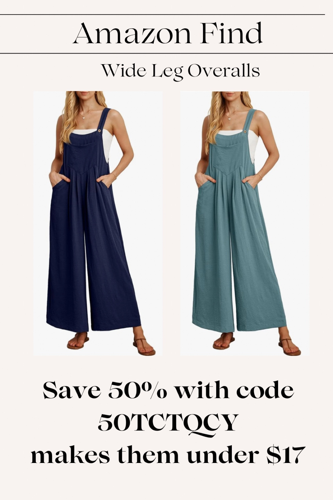 How cute are these wide leg overalls? So many colors to choose from. Be sure to enter the promo code 50TCTQCY to save 50%! Sale valid until all codes are redeemed or 5/15/24! Lots of options for under $15! 

#LTKFamily #LTKFindsUnder50 #LTKSaleAlert