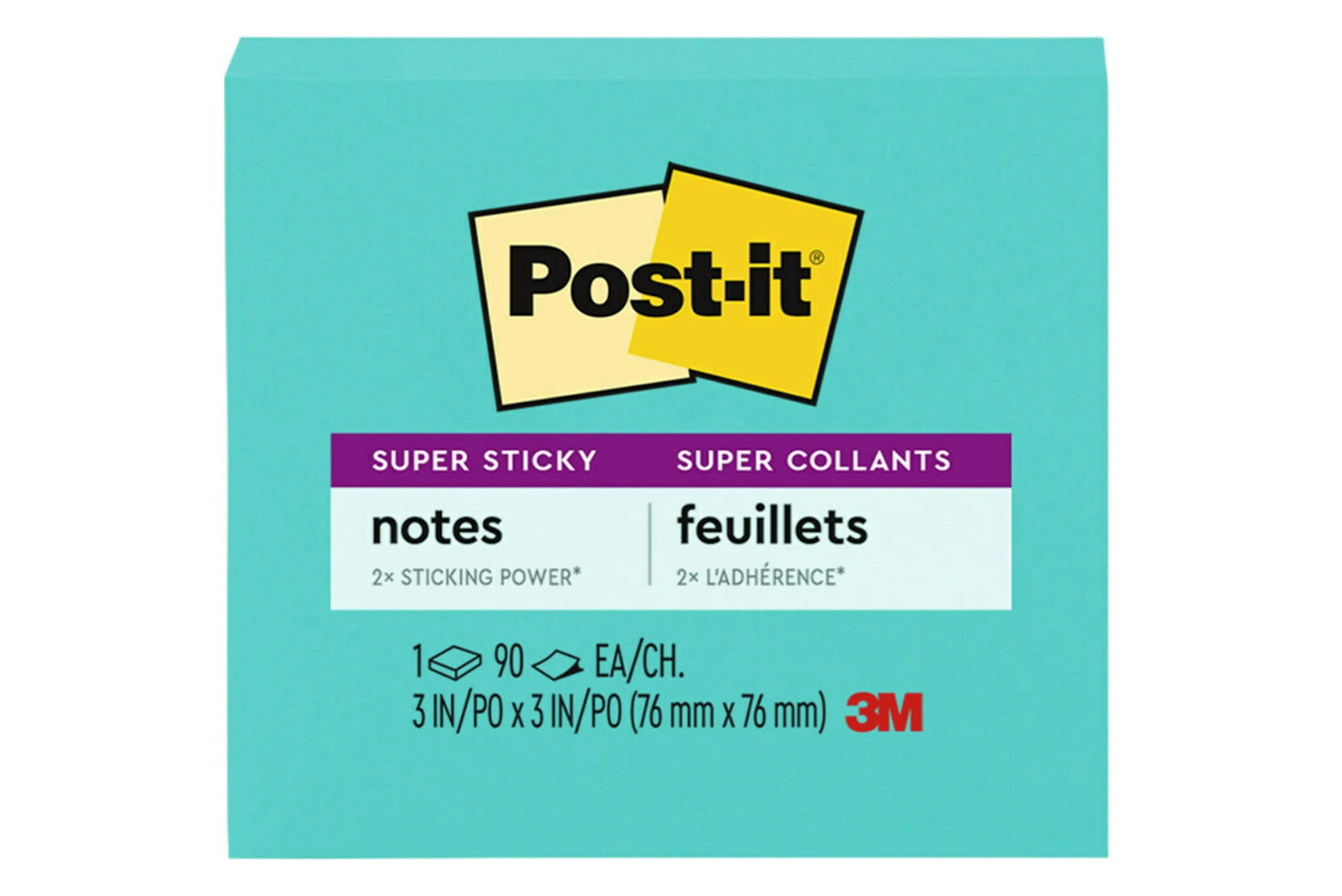 Post-it Super Sticky Notes, 3 in x 3 in, Aqua Blue, 1 Pad | Walmart (US)