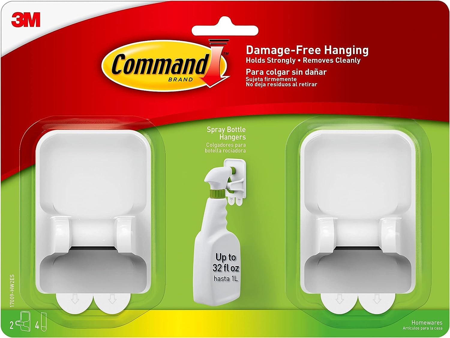 Command Spray Bottle Hangers, 2 pack, 2 hangers, 4 large strips | Amazon (US)