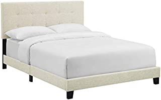 Modway Amira Tufted Fabric Upholstered King Bed Frame With Headboard In Beige | Amazon (US)