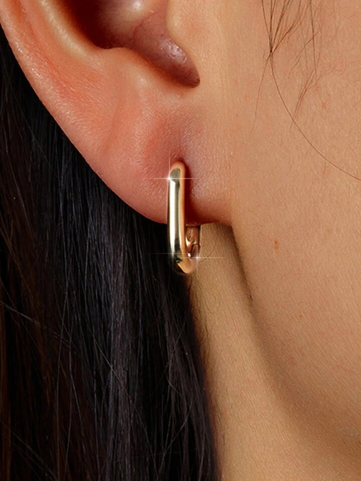 A Pair Of 925 Sterling Silver Hoop Earrings, Smooth Plain Circle Circle Light Luxury Elegant Earr... | SHEIN