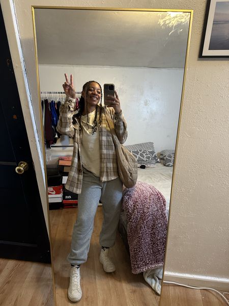 If you need me I’ll be dressing like this all week because it’s so COMFY 🤩🌬️

Day 7 of recreating outfits from Pinterest 

plaid shacket with hood, grey sweatpants, white tshirt, converse, quilted bag 

comfy outfit ideas, winter fashion, outfits for winter, gym girl outfit 

#recreatingoutfitsfrompinterest 
#comfyoutfit
#gymootd 
#stylingmymombod 
#comfycozyvibes

#LTKstyletip #LTKitbag #LTKSeasonal