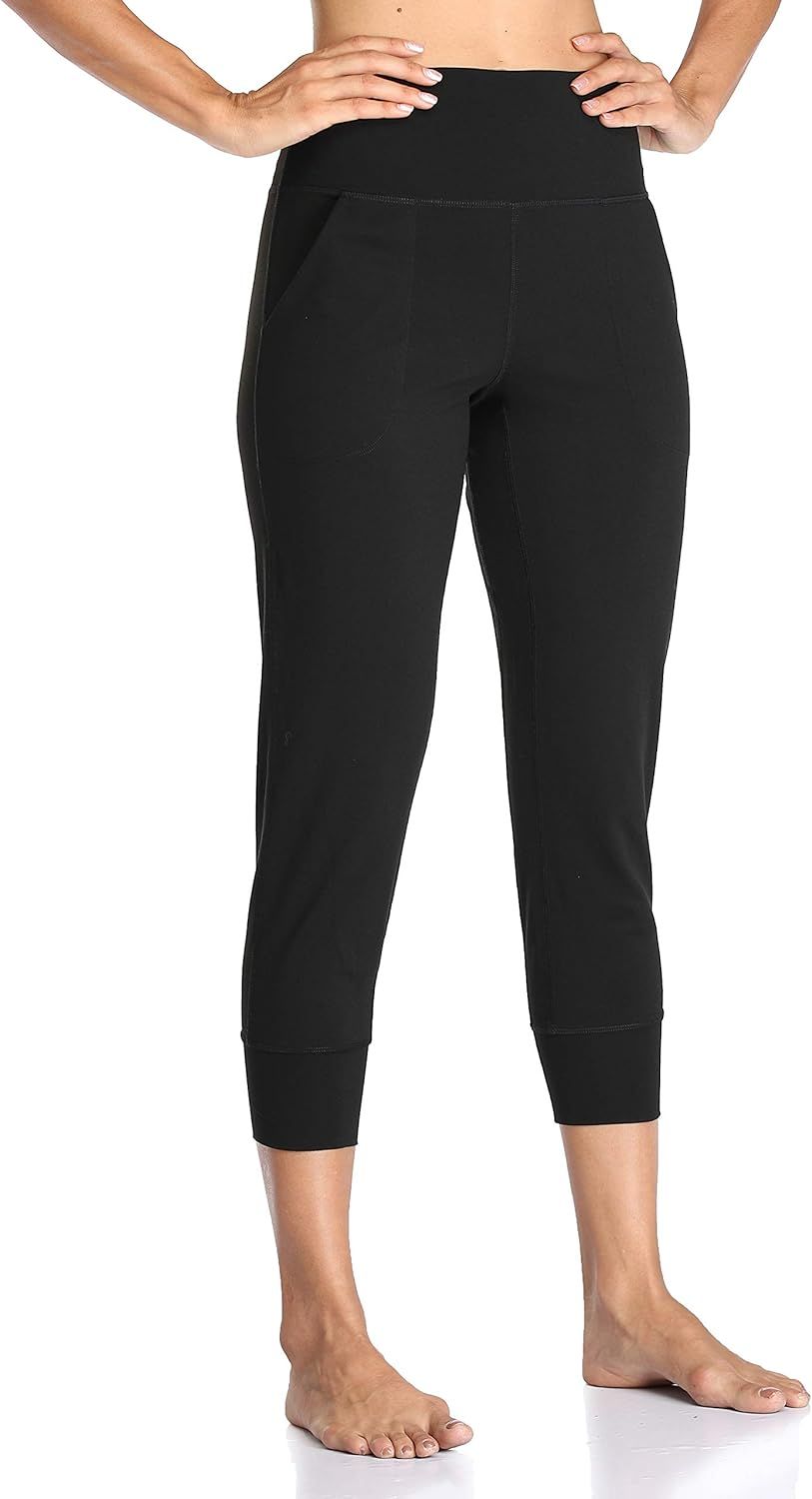 Colorfulkoala Women's High Waisted Joggers with Pockets Capri Length Sweatpants & Lounge Pants | Amazon (US)