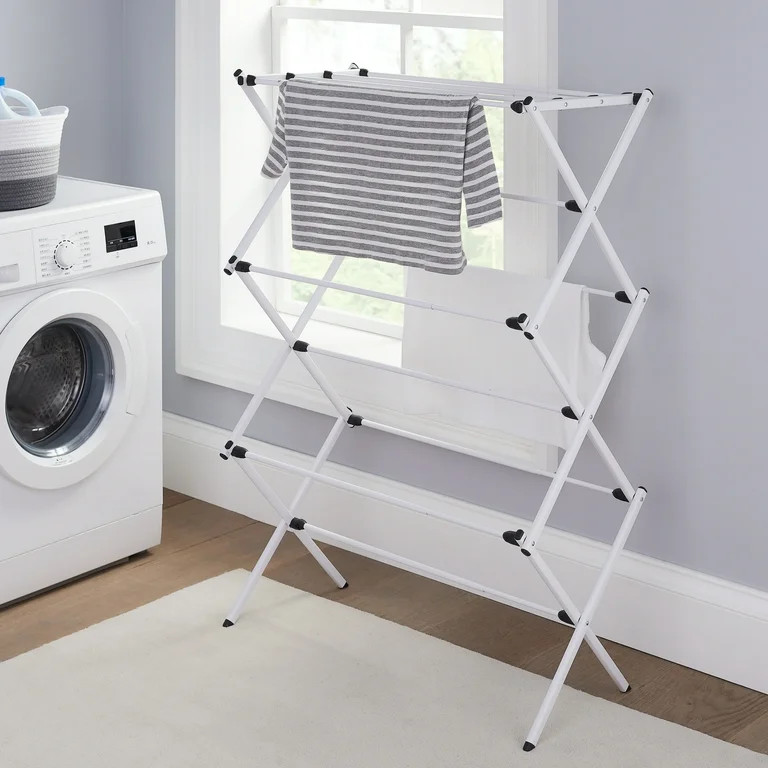 Mainstays Expandable Steel Clothes Drying Rack, White | Walmart (US)