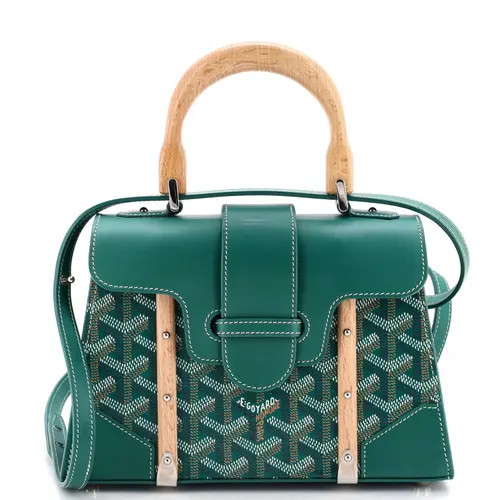 Pre-Owned Goyard Structured Saigon Top Handle Bag Coated Canvas with Leather Mini in Green at Nordstrom, Size X-Small | Nordstrom