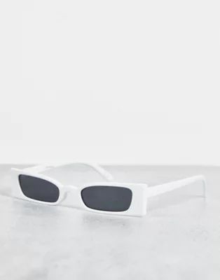 Jeepers Peepers slim square sunglasses in white | ASOS (Global)