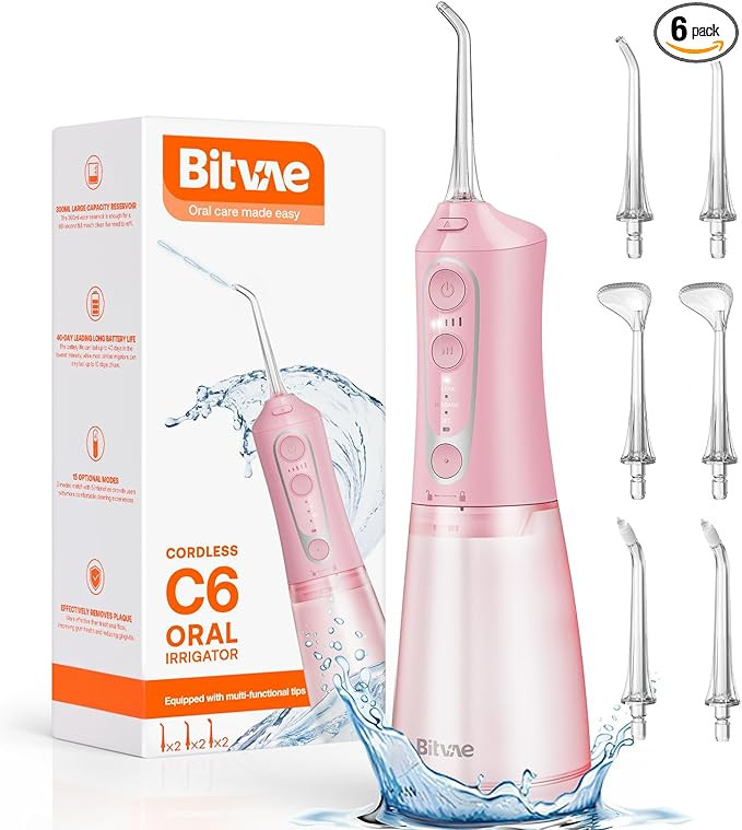 Bitvae C6 Water Dental Flosser Teeth Picks, Portable Cordless Oral Irrigator, IPX7 Waterproof Bra... | Amazon (US)