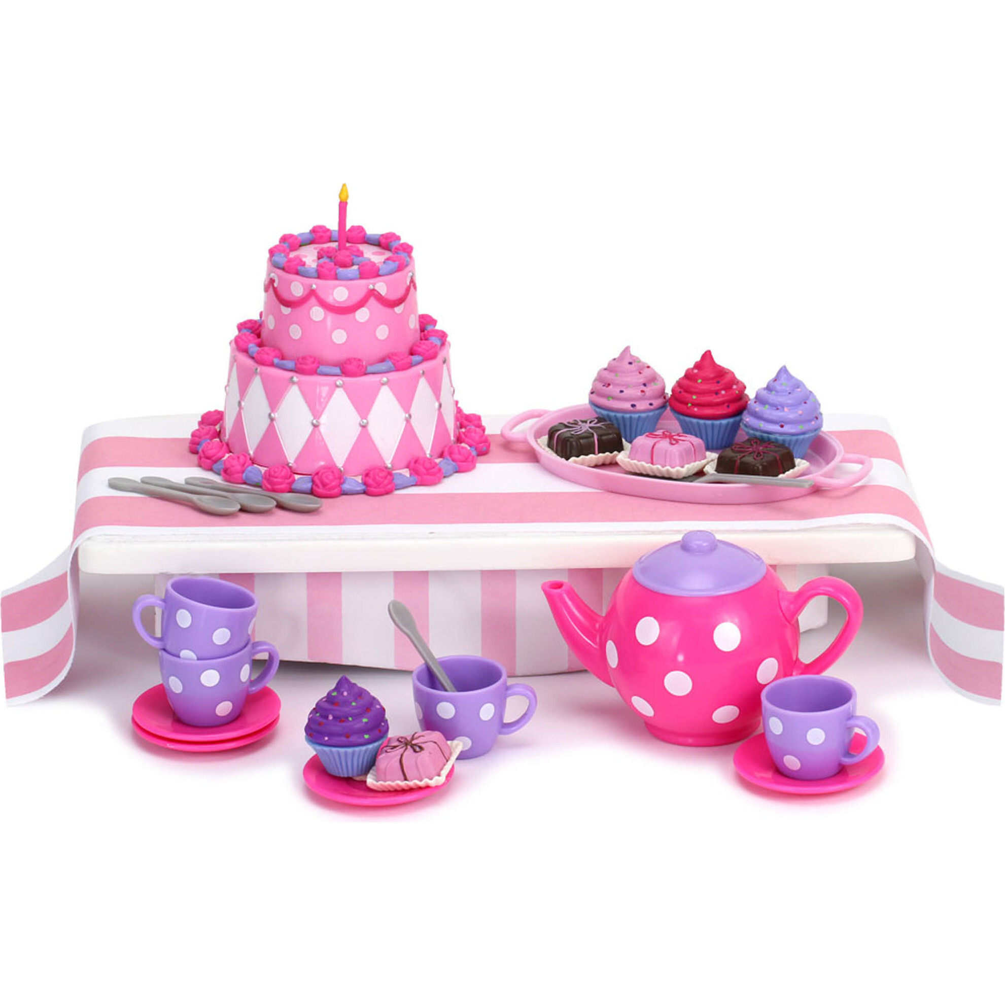 18'' Doll Small Tea Party Set, Pink | Maisonette