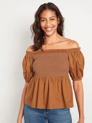 Off-The-Shoulder Smocked Babydoll Swing Blouse for Women | Old Navy (US)