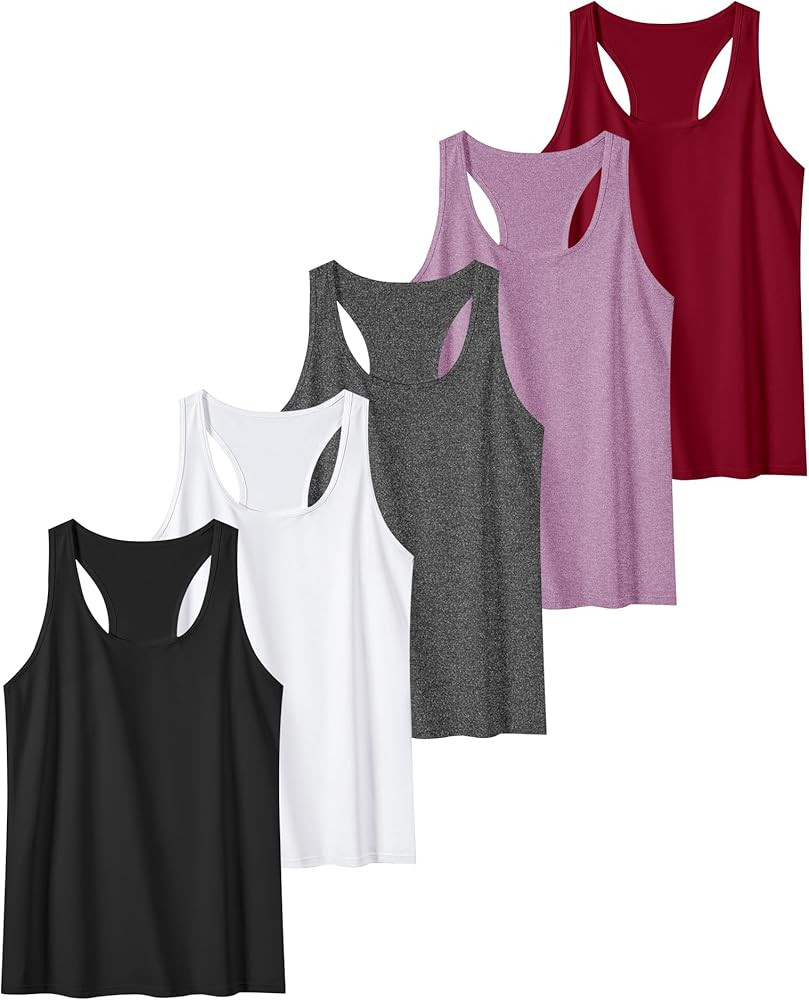6, 5 or 3 Pack Workout Tank Tops for Women, Athletic Racerback Sports Tank Tops, Compression Slee... | Amazon (US)