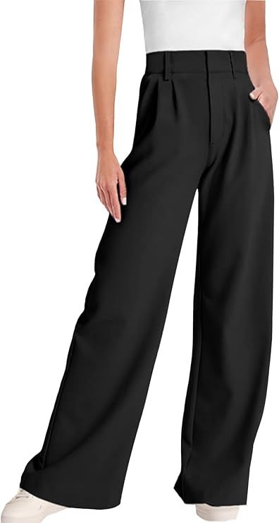 ELLEVEN Wide Leg Dress Pants for Woman, High Waisted Business Casual Work Trousers with Pockets | Amazon (US)