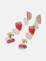 Cute Fruit Kids' Clip-On Earring Set - Pink/Red | BaubleBar (US)