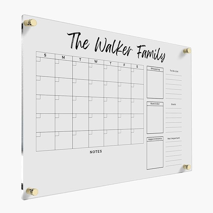 Acrylic Family Planner Large Wall Personalized Calendar 2025 Dry Erase Board Command Center Month... | Amazon (US)