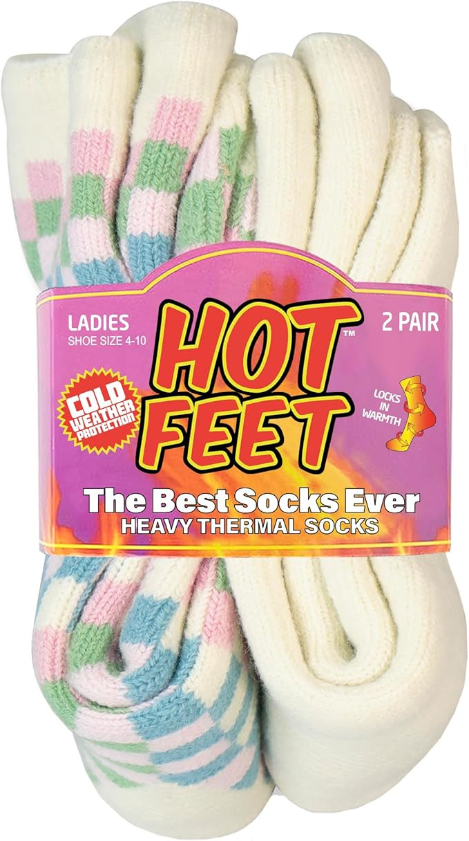 HOT FEET Thermal Socks For Women- Cold Weather Thick Warm Winter Hiking Insulated Socks, Stocking... | Amazon (US)