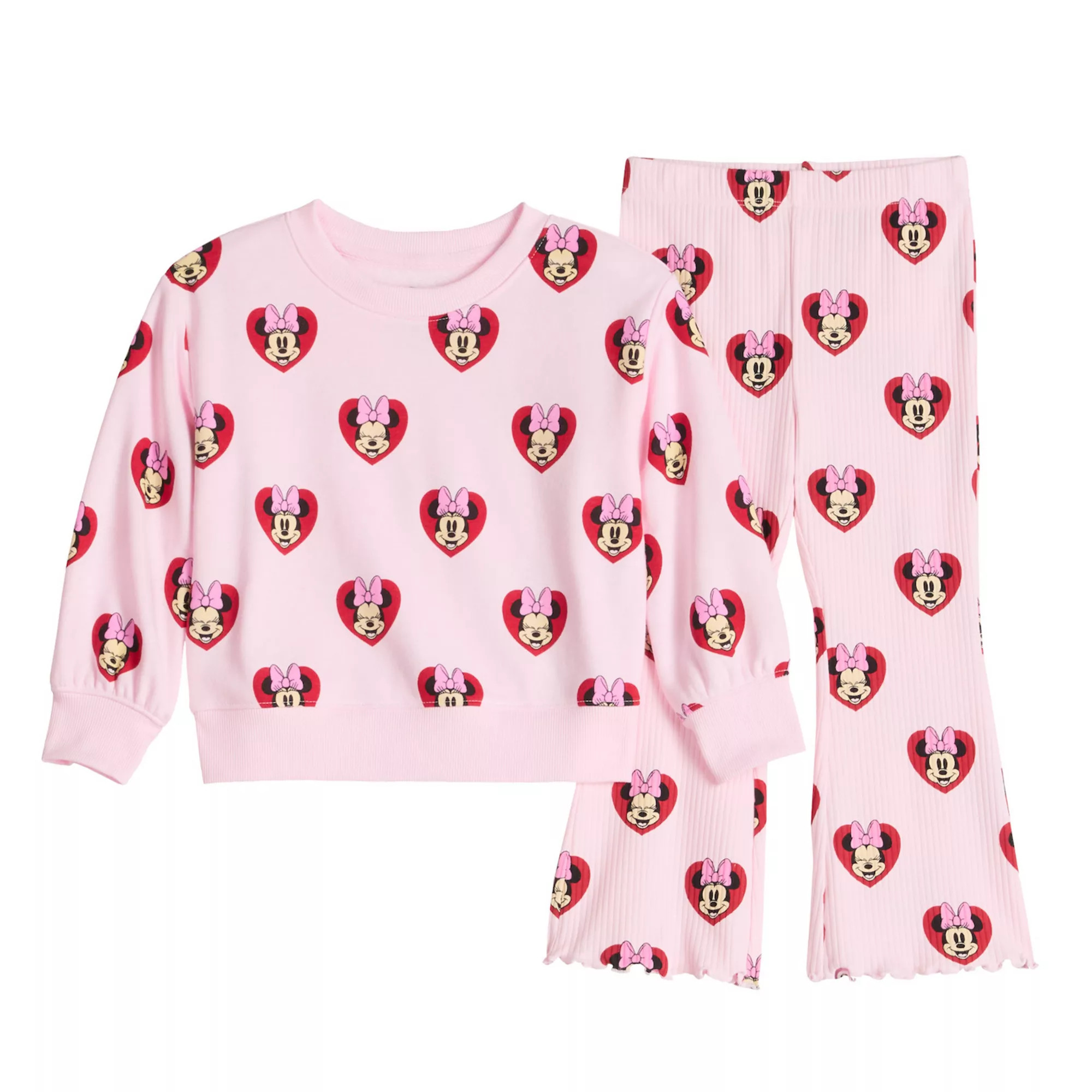 Baby & Toddler Jumping Beans® Disney's Minnie Mouse French Terry Crew & Rib Flare Set | Kohl's