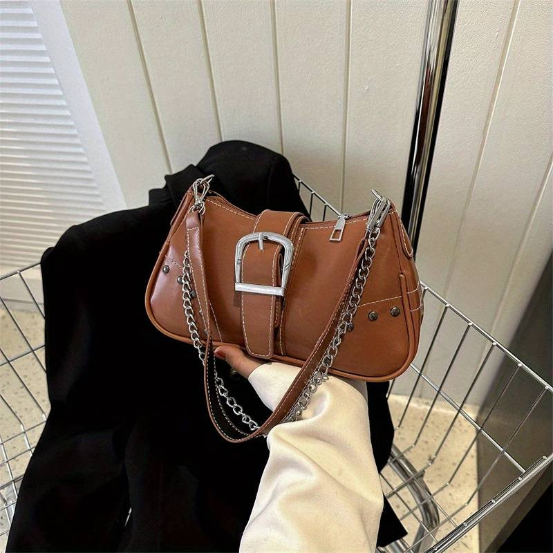 Y2k Chain Shoulder Bag Punk Studded Decor Underarm Purse - Temu | Temu Affiliate Program
