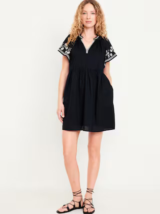 Embroidered Mini Swing Dress | Old Navy (US)