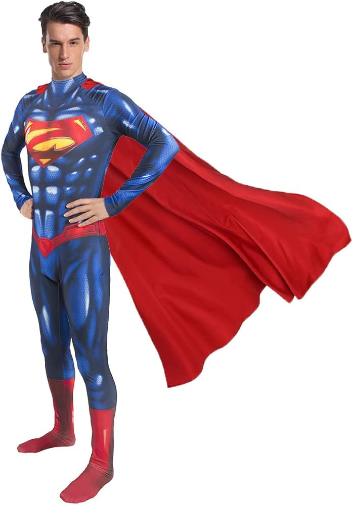 EOILFM Halloween Deluxe Superhero Costume Cosplay Suit Zentai Bodysuit Jumpsuit Cloak 3D Style Fo... | Amazon (US)