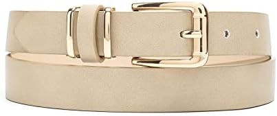 Women Waist Belts for Dresses Thin Black Skinny Leather Belts with Gold Pin Buckle | Amazon (US)