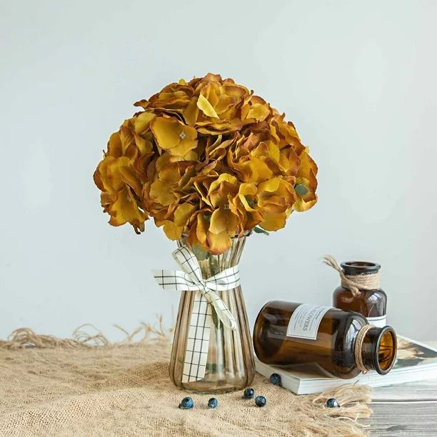 BalsaCircle 25 Gold Silk Hydrangea - 5 Bushes - Artificial Flowers Party Centerpieces Wedding Arr... | Walmart (US)