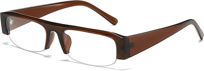 SODQW Office-Siren Y2K Blue Light Glasses for Women Rectangle Semi Rimless Frame Anti-Blue Light ... | Amazon (US)