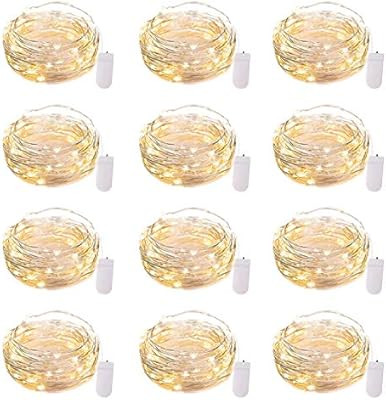 12 Pack Led Fairy Lights Battery Operated String Lights Waterproof Silver Wire, 7Ft 20 LED Firefl... | Amazon (US)