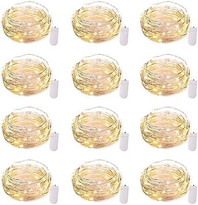 12 Pack Led Fairy Lights Battery Operated String Lights Waterproof Silver Wire, 7Ft 20 LED Firefl... | Amazon (US)
