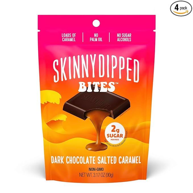 SkinnyDipped Dark Chocolate Salted Caramel Bites, 2g Sugar per Piece, Keto Friendly, No Palm Oil,... | Amazon (US)