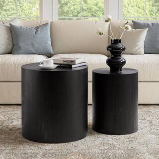 Lisa 20 in. Black Round Wood End Table with No Assembly Required | The Home Depot