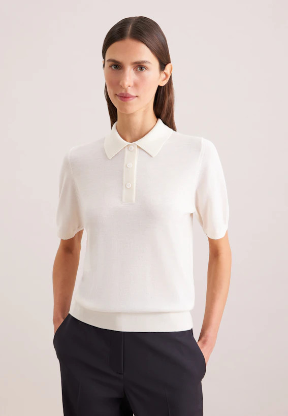 Leichtes Strick Poloshirt aus Wolle und Seide | Seidensticker (DE)